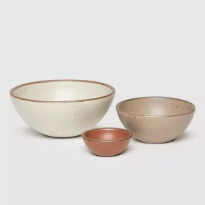 Set of neutral toned nesting bowls from East Fork Pottery