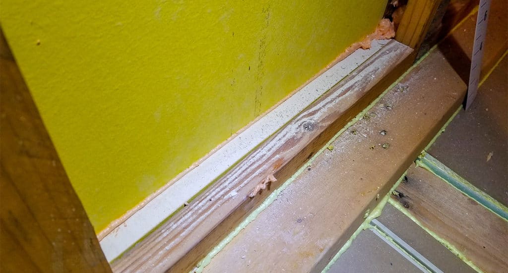 Foam seal used to fill wall tops after drywall