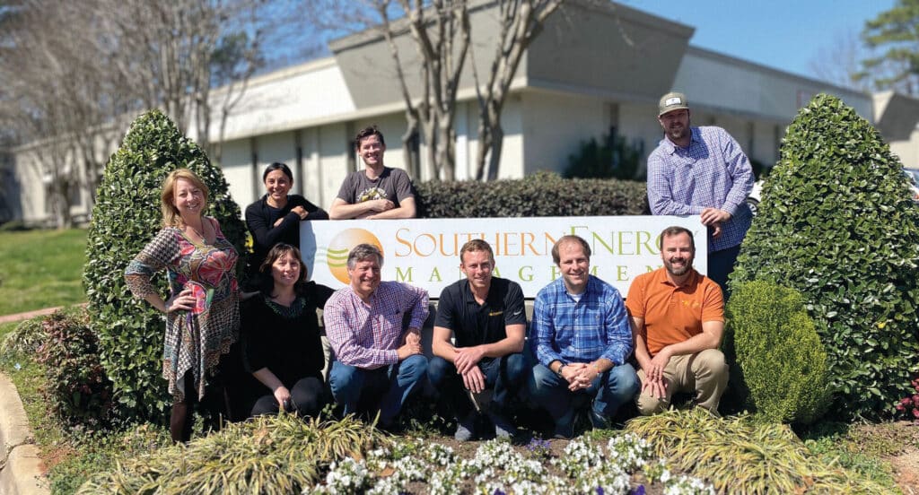 Co-Founders Bob and Maria Kingery stand outside Southern Energy Management's headquarters with the new ownership team