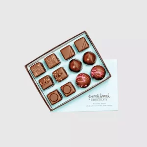 Box of assorted truffles from the Buddha Collection by French Broad Chocolate