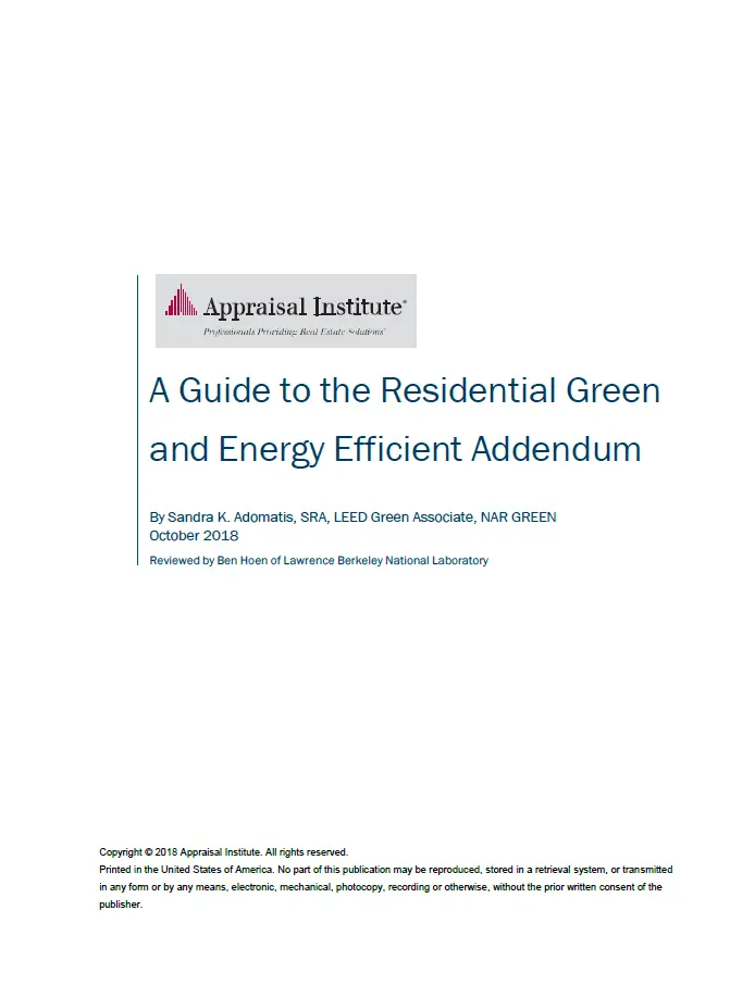 Preview of the Guide to the Residential Green Addendum