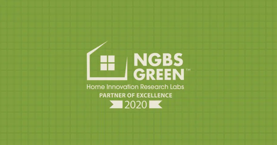 NGBS 2020 Partner of Excellence Logo on Green Grid Background