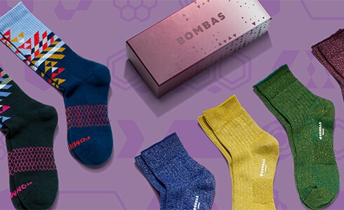 Assortment of colorful socks from Bombas