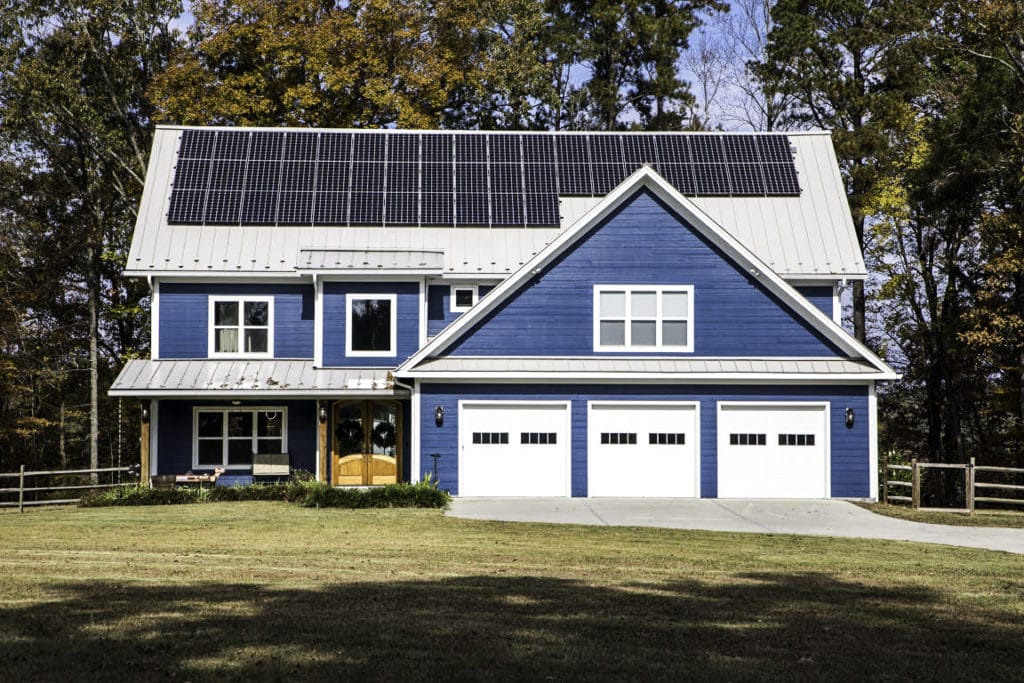 Front View of New Home with Roof Mount Solar System
