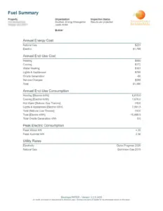 Sample of a projected fuel use summary by Southern Energy Management