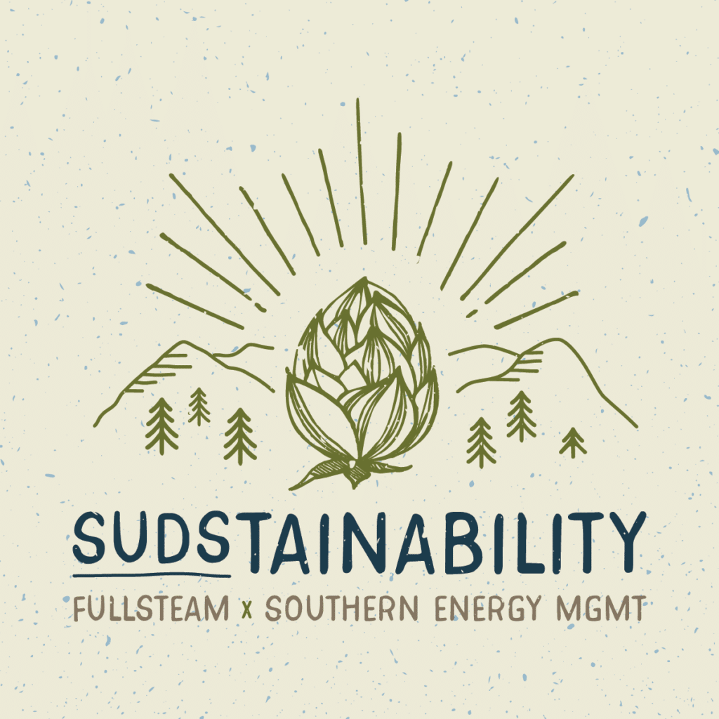 Sudstainability Hops with Rising Sun and Mountains