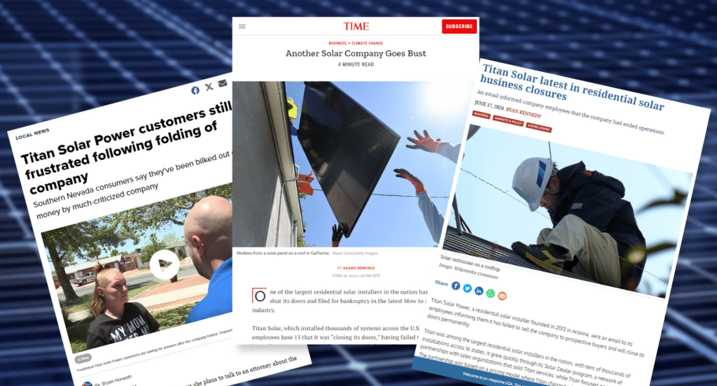 Online news reports of Titan Solar