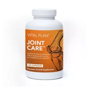 Bottle of Joint Care supplements from Vital Plan