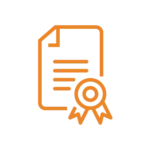 certificate with ribbon in orange