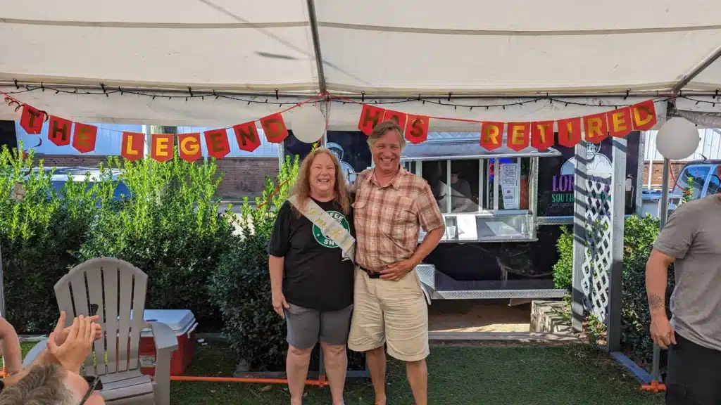 debi and bob at retirement party