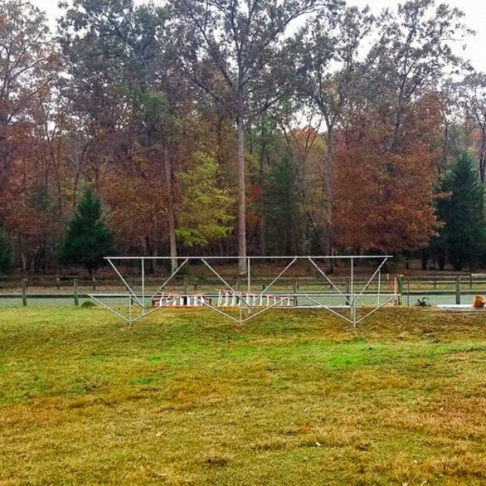 Ground mount solar system being installed in the fall