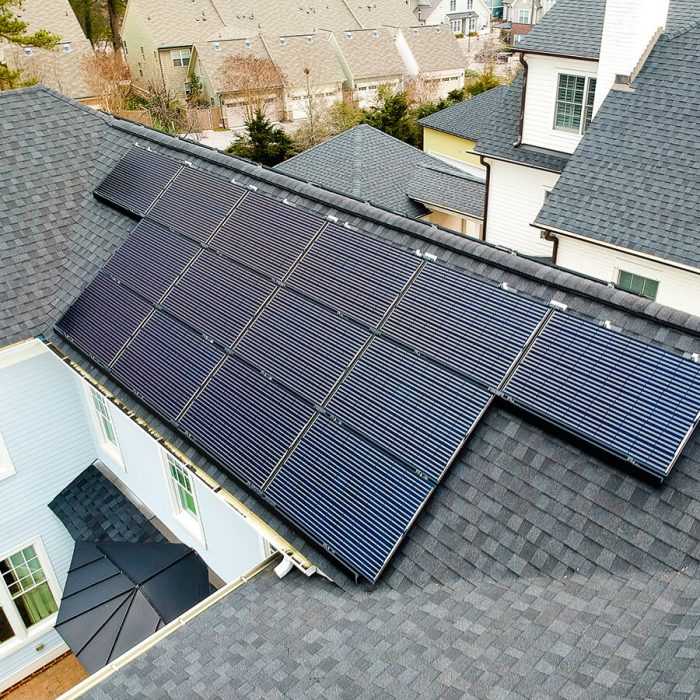 Mono solar system installed on a narrow roof