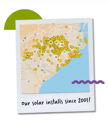 Map of Southern Energy Management's solar installations throughout North Carolina