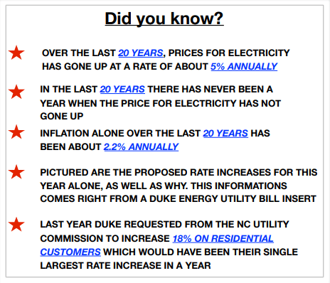 Section from a solar proposal detailing anticipated energy escalation rates