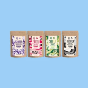 4 bags of tea from Green Heffa Farm's Tea Sampler Pack