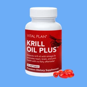 Bottle of Krill Oil Plus supplements from Vital Plan