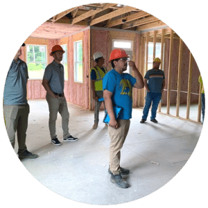 Julio, building performance expert, from southern energy management leading an on-site training at a new construction build about building performance