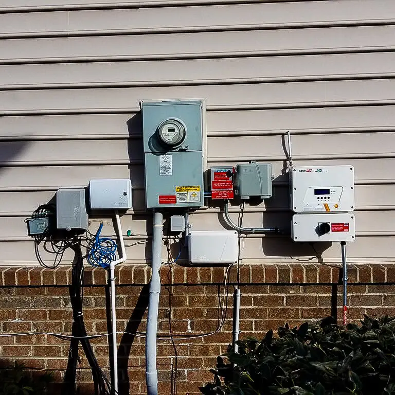 Meter and Inverter on the outside of a home
