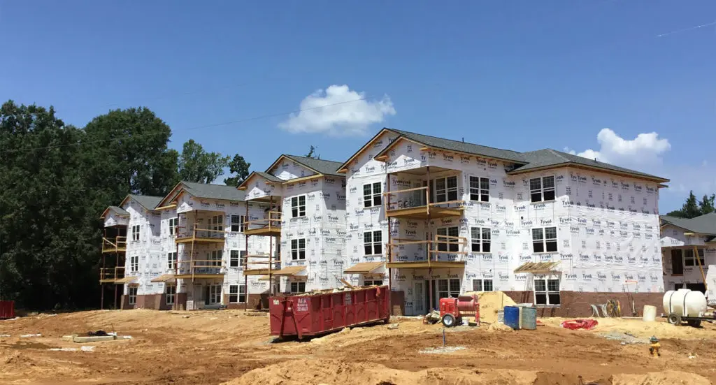 Multifamily green building under construction