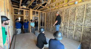 Matt, building performance expert, from southern energy management leading an on-site training at a new construction build about building performance
