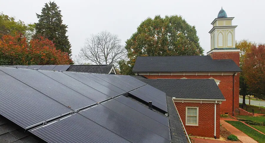 Solar system on Pittsboro Presbyterian Church's building