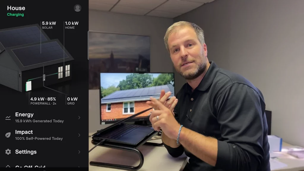 Graham, solar designer from southern energy management, giving an overview of the tesla powerwall app state of charge screen