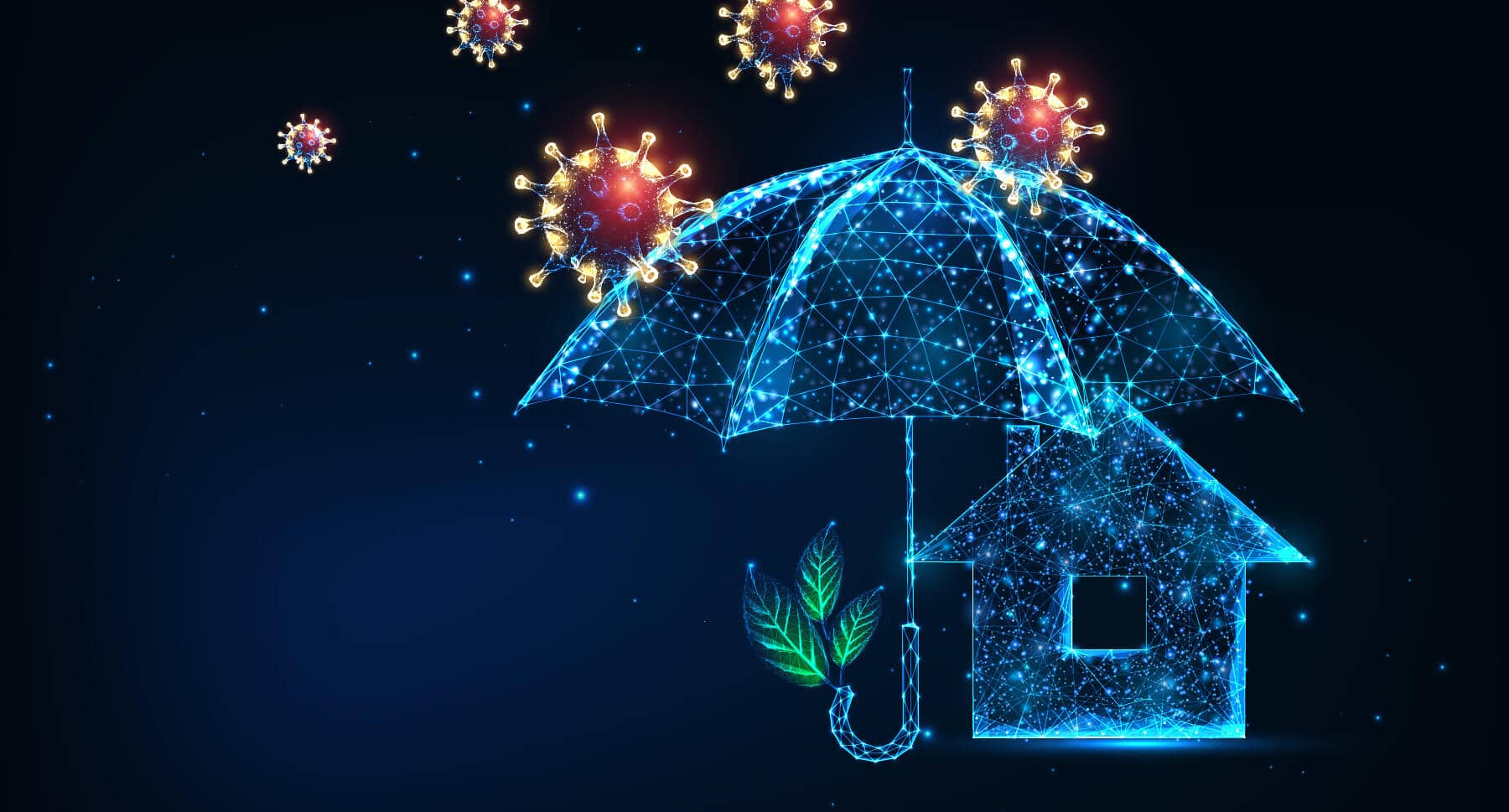 Umbrella shielding a home from bacteria
