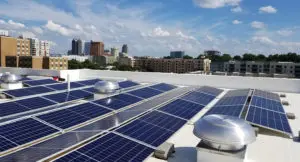 Rooftop picture of solar system at Revisn in downtown Raleigh