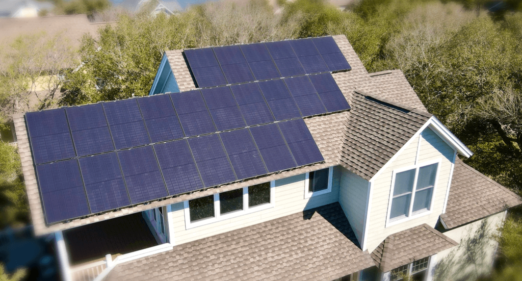 Coastal NC home with solar panels on the roof