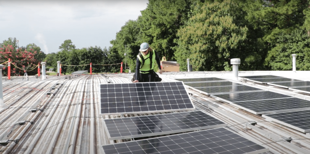 Solar being installed at Southern Energy Management in 2020