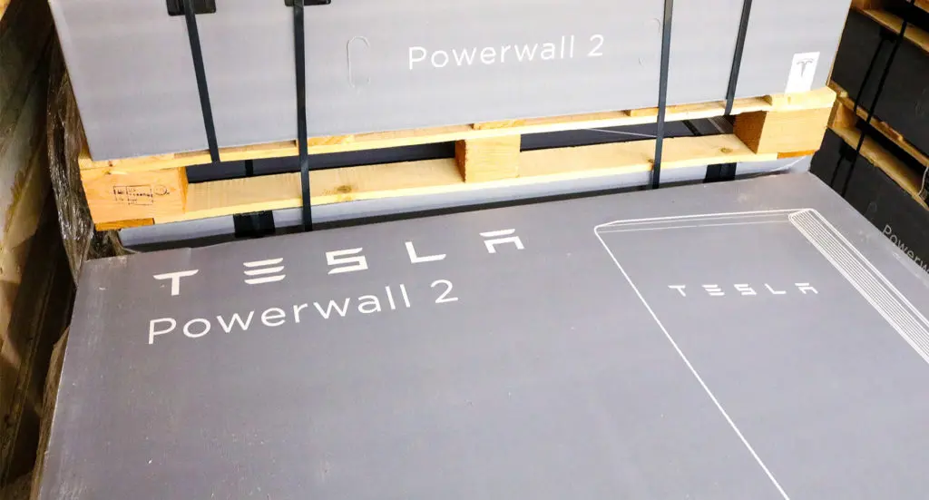 Tesla Powerwall 2 in gray box