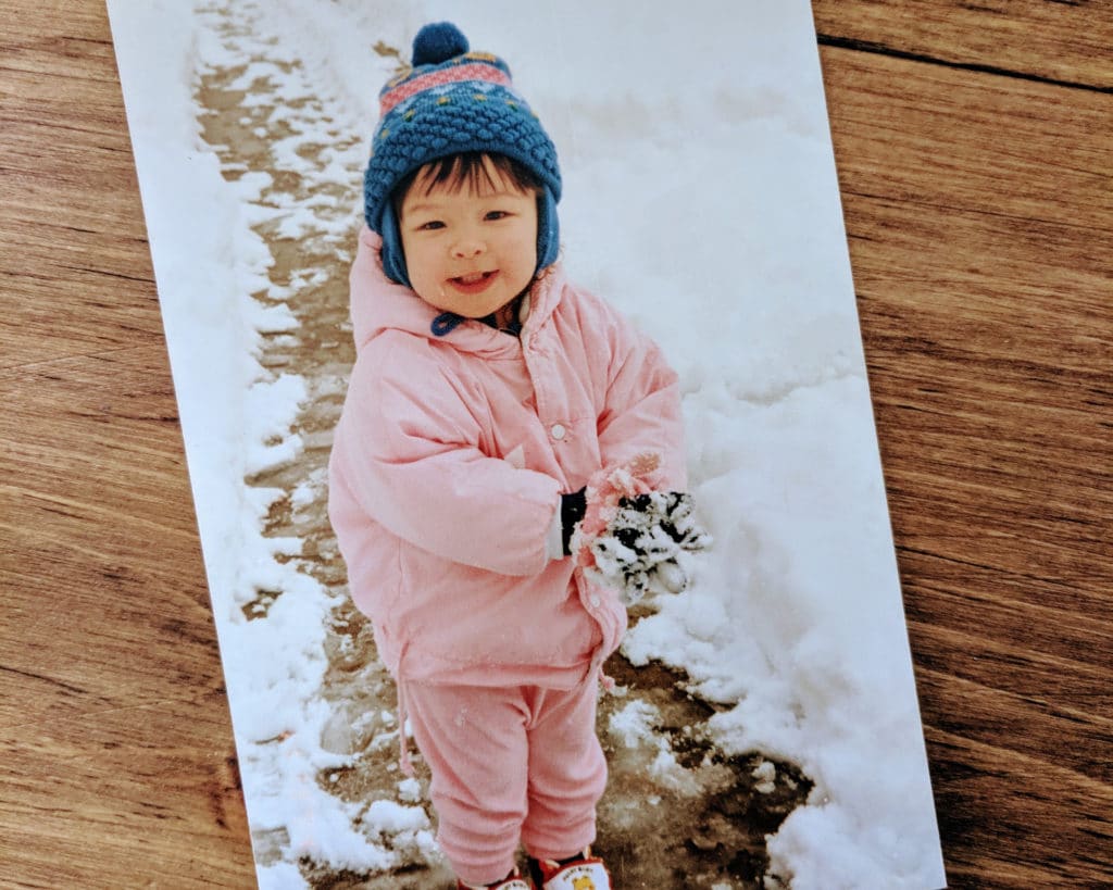 Alyssa as a small child in the snow